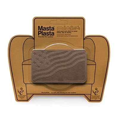 Imagen de MastaPlasta Parche Autoadhesivo Premium para Reparación Instantánea. Gamuza MARRÓN 10cmx6cm. Diseño: BANDERA. o decoración. Asientos, Bolsos, Chaquetas