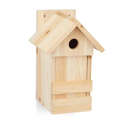 Imagen de Relaxdays Casita para pájaros, Tejado Puntiagudo, Colgante, Madera Natural, 25 x 16 14 cm, 1 Ud., Marrón