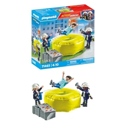 Imagen de PLAYMOBIL Action Heroes 71465 Bomberos con colchoneta, Cascos, un megáfono y extintor, Juegos de rol imaginativos Divertidos, Juguetes para niños a Partir 4 años