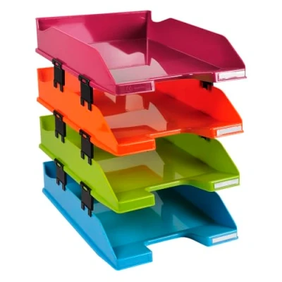 Imagen de Bandeja sobremesa exacompta plastico arlequin set de 4 unidades colores surtidos 346x254x243 mm