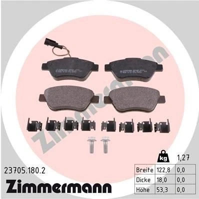 Imagen de ZIMMERMANN 23705.180.2 Juego de pastillas freno FIAT: BRAVO 2, Grande Punto Hatchback, Stilo ALFA ROMEO: MiTo, CITROËN: Nemo Furgón
