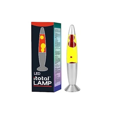 Imagen de I TOTAL Lámpara de lava LED con calentador cera, sin bombilla (CERA ROJA BASE PLATEADA)