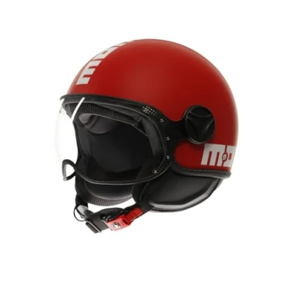 Imagen de MOMODESIGN FGTR Classic E2206 Casco Jet Abierto para Moto y Scooter, Hombre Mujer, Candy Rojo Mate/Blanco, S