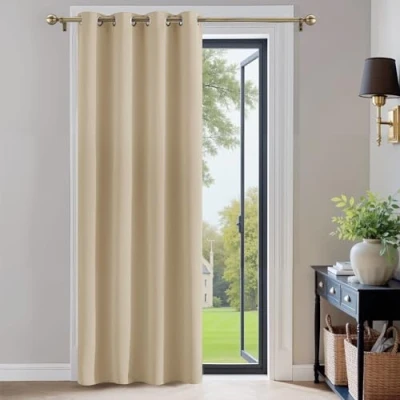 Imagen de PONY DANCE Cortinas Salon Modernas 1 Pieza Cortina Opaca con Ojales Termica Aislante Frio y Calor Largas para Ventanas, 132x210 CM (Ancho x Alto), Beige Oscuro