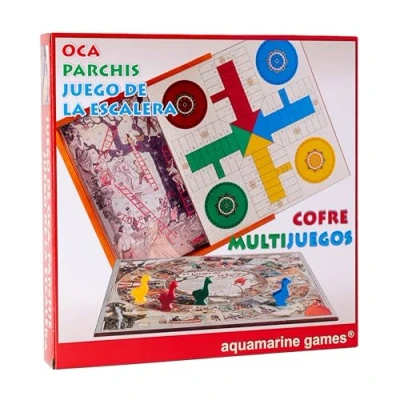 Imagen de Aquamarine Games Cofre OCA, PARCHIS Y Escalera EN Madera Juegos de Mesa, Multicolor, NO Value (Compudid CP010)