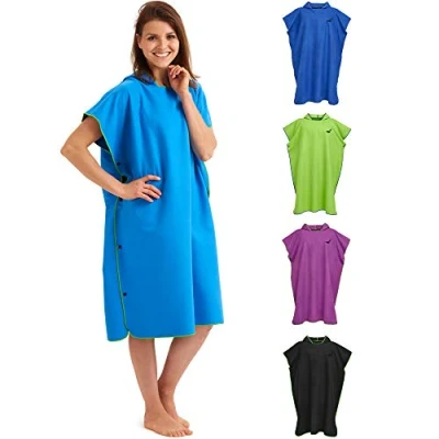 Imagen de Fit Flip Poncho de Surf Ligero y Compacto Toalla para Adultos Playa, Microfibra Hombres Mujeres Albornoz Natacion Color: Azul Verde Tamaño: L