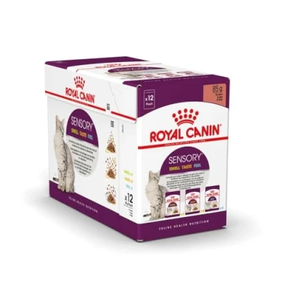 Imagen de Royal Canin Sensory Smell Taste Feel Multibox 12 x 85 g Alimento Completo para Gatos Adultos Estimula los sentidos del Gato Trozos en Salsa