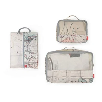 Imagen de Legami Travel Organiser Juego de 3 bolsas viaje, diseño Mapas, Mapas