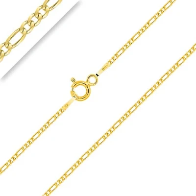 Imagen de PLANETYS Cadena de Plata Ley 925 Chapado en Oro 18K Malla Figaro (1+3) 1.5 mm ancho 70 cm longitud