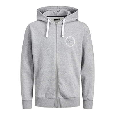 Imagen de JACK &amp; JONES Sudadera con capucha para hombre cremallera, Mezcla gris claro