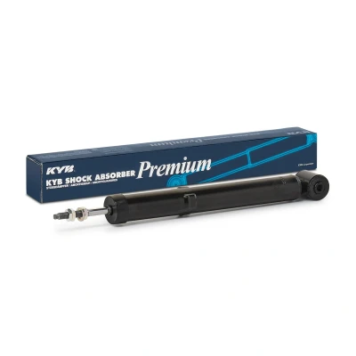 Imagen de KYB Premium 443801 Amortiguador Eje trasero Presión de aceite telescópico Espiga arriba, Anillo inferior sin platillo muelle