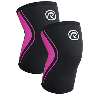 Imagen de Rehband rodillera vendaje fuerza sport, para Cross Fit &amp; entrenamiento pesado fabricada en neopreno de 5 mm, muchos colores y tallas, Color:Rosa 1 Par, Talla:XL