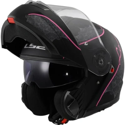 Imagen de LS2, Casco modular moto STROBE II LUX negro rosa, M