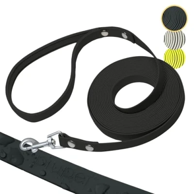Imagen de PiuPet® Correa Perro adiestramiento 5m I10m I 20m Repelente al Agua de Remolque para Perros Correas Larga Grande Negro