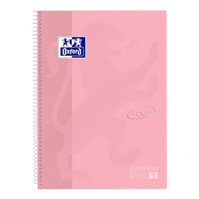 Imagen de Oxford, Cuaderno A4+, Microperforado, Tapa extradura, Cuadrícula 5x5, 80 Hojas, Europeanbook1 Touch Color Flamingo Pastel