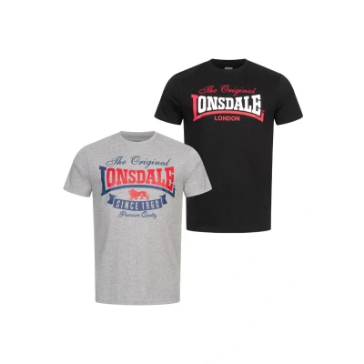 Imagen de Lonsdale Doppelpack Gearach Camiseta estampada, Hombre, Talla: 3XL, Marl grey black