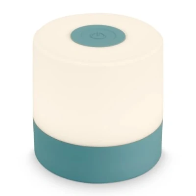 Imagen de BRILONER Mini lámpara de mesa LED inalámbrica, noche regulable táctil, escritorio, USB C, camping, luz blanca cálida, 7x7 cm, color azul