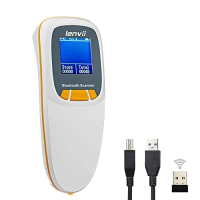 Imagen de LENVII R777 Mini 2D Escáner de Código Barras Bluetooth,Escáner inalámbrico Lector QR con Pantalla Lectura códigos Barras,para iOS/Android(Blanco)
