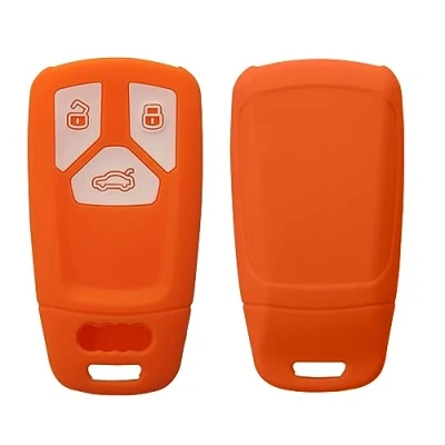 Imagen de kwmobile Funda Compatible con Audi Llave de Coche Smartkey 3 Botones (Solo Keyless Go) Carcasa Protectora Silicona para Case en Naranja afrutado