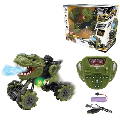 Imagen de Lexibook Dinosaur, Crosslander Tirex, Dinosaurio a Control Remoto, hasta 12km/h, derrape, Acrobacias locas, Efectos de Humo y Sonido, Coche Todoterreno, Recargable, niño, Color Verde