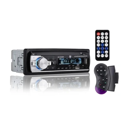 Imagen de NK Auto Radio Coche con RDS 1 DIN 4x40W Bluetooth 5.0, Función AUX, Reproductor MP3 y x2 USB, FM Sonido Estéreo, Manos Libres, Mando para Control Remoto, Pantalla LCD, iOS &amp; Android (eMark)