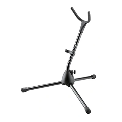 Imagen de K&amp;M 14300 base para saxofón, negro altura 48,5 cm reforzada con fibra de vidrio carcasa flexible, patas plegables