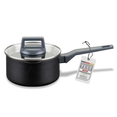 Imagen de Fackelmann, Cacerola con Mango de 16cm, Recubrimiento Cerámico, Aluminio Reciclado, Antiadherente, Tapa Vidrio Templado, Apta para Todo Tipo Cocinas