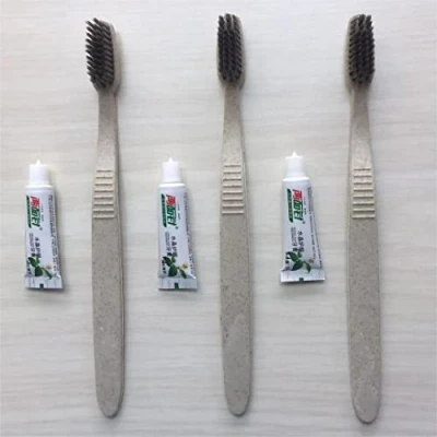 Imagen de Cepillos de Dientes, 30 Cepillo Dientes Sostenibles y Desechables, Biodegradables, Veganos Libres BPA, con Juego Pasta Mango Plano.
