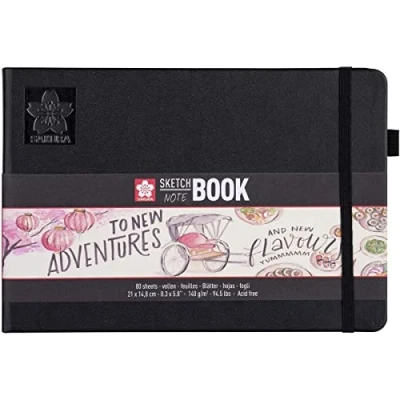 Imagen de SAKURA Cuaderno de bocetos (210 x 148 mm), color negro y blanco crema