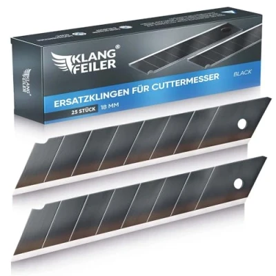 Imagen de Klangfeiler® 25 Cuchillas cutter 18mm Negra cuchilla desyerbadora cúter profesional cuchillo