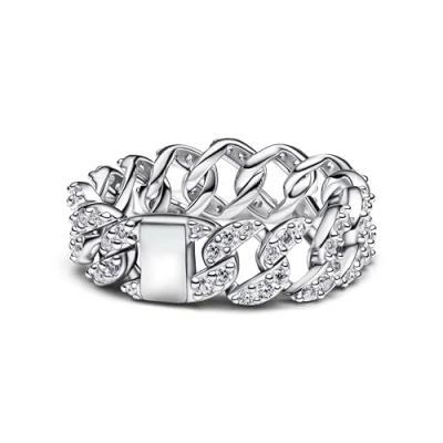 Imagen de PANDORA Anillo de cadena para mujer Plata Pavé 193557C01, ley, Zirconia cúbica