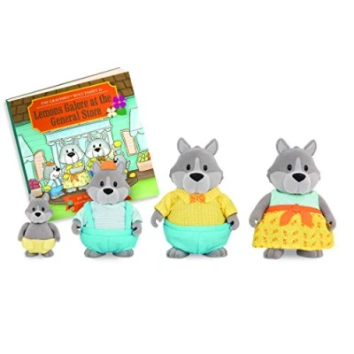 Imagen de Li&#039;l Woodzeez GrayPaws Wolf Family Juego de Juguetes 5 Piezas con Figuras Animales en Miniatura y Libro Cuentos Accesorios para niños Mayores 3 años