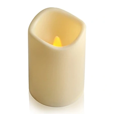 Imagen de ele ELEOPTION Velas LED Sin Llama, Vela para Exteriores con Temporizador de 6 Horas Integrado y Apagado Automático, Eléctrico Parpadeando Pilar Batería (Paquete 1)