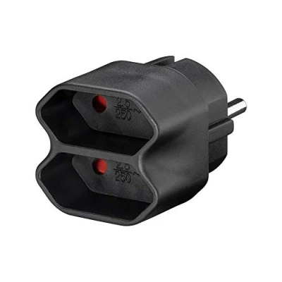 Imagen de Wentronic Adaptador para 2 enchufes, color negro