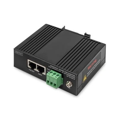 Imagen de DIGITUS Industrial Gigabit Ethernet PoE Injector 85W 10/100/1000 Mbps Alcance 100m Montaje en Carril DIN Negro