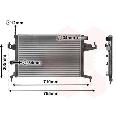 Imagen de VAN WEZEL 37002306 Radiador, refrigeración del motor Aluminio 540 375 23 Aletas unidas mecánicamente OPEL: Corsa C Hatchback