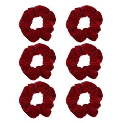 Imagen de EUPSIIU 6 Piezas Coleteros de Seda, Scrunchies para Pelo Mujer Lazos Chica, Gomas Elástica Cabello, Coletero Regular el Seda Cuidado Del Cabello Suave (Rojo)