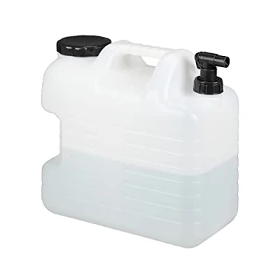 Imagen de Relaxdays Garrafa con Grifo, 20 litros, Plástico sin BPA, Tapón de Cuello Ancho, Asa, Bidón Acampadas, Blanco y Negro