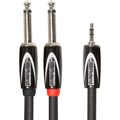 Imagen de Cable de inserción/divisor interconexión la serie Black Roland — TRS 1/8 pulgada a dos conectores 1/4 pulgada, 1,5 m longitud RCC 5 3528