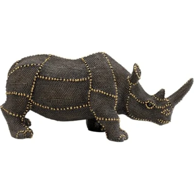 Imagen de Kare Rhino Rivets Pearls Figura Decorativa de Rinoceronte (11,5 x 26 9,5 cm, Hecha a Mano), diseño Animales