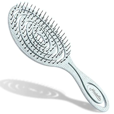 Imagen de Ninabella Cepillo de Pelo Espiral Único Para Desenredar Orgánico Mujeres, Hombres y Niños No Tira del Cabello Alisar el Rizado, Liso Húmedo