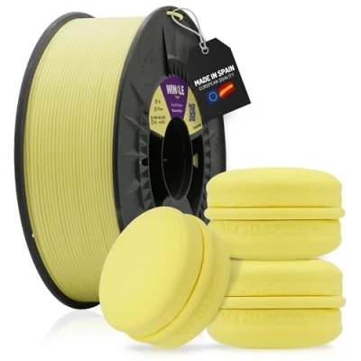 Imagen de WINKLE Filamento PLA HD Pastel Amarillo Plátano Impresora 3D 1,75mm 1kg Color Sin Brillo Precisión Dimensional Bobina