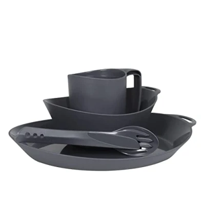 Imagen de Vajilla de plástico 4 piezas Ellipse Lifeventure: cuchillo/tenedor/cuchara, plato, cuenco y taza para acampadas, viajes actividades al aire libre en general Color azul marino