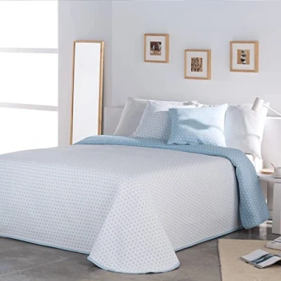 Imagen de VIALMAN Colcha Bouti Ligera Sofia 26 para Cama Individual de 105 cm Tamaño 200 x 270 cm, Color Azul