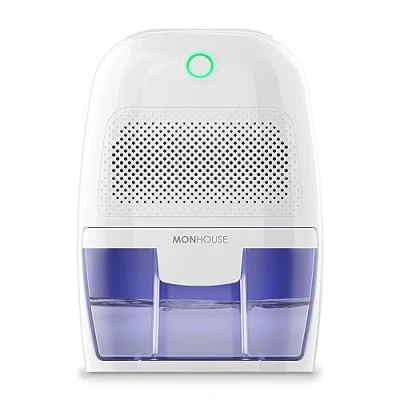 Imagen de MONHOUSE deshumidificador de 600 ml, portátil, compacto y silencioso, mini aire para el hogar, dormitorio, coche, oficina, garaje, caravana sótano, removedor moho eléctrico,