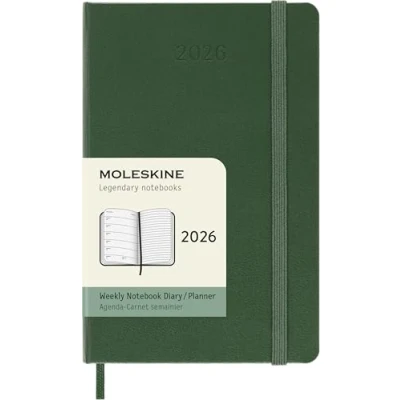 Imagen de Moleskine Weekly Planner, Agenda Semanal 2026 12 Meses Con Espacio Para Notas, Tapa Dura y Cierre Elástico, Formato Pocket 9x14, Color Verde