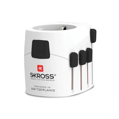 Imagen de SKROSS 1.103145 PROLIGHT Adaptador Universal de Viaje para Schuko. Tensión y Potencia: 100V 630W / 250V 1575W Apto PCs secadores pelo. Protección contra descargas eléctricas