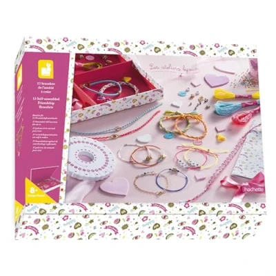 Imagen de Janod Estuche para Hacer 13 Pulseras de la Amistad Les Ateliers Bijoux Kit Infantil Manualidades Creativas Desarrolla Motricidad Fina y Creatividad A partir 8 Años, J07939