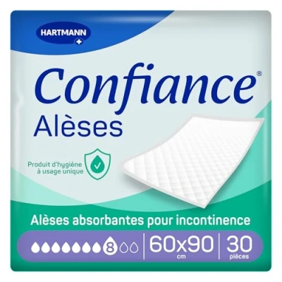 Imagen de Confiance® Protector de colchón para cama o sillón, nivel absorción = 8 gotas, tamaño 60 x 90 cm, 30 unidades