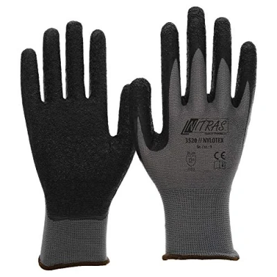 Imagen de Nitras 3520 Nylotex Nylon Latex Work Glove, gris / negro, tamaño 10 XXL, pares, paquete de 12